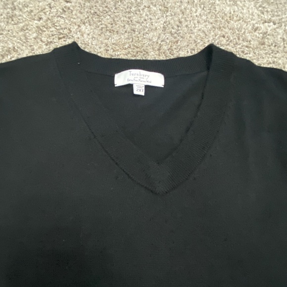 Men's 2XT Black Sweater Vest Extra Fine Merino Wool Turnbury Sleeveless V-Neck - Picture 3 of 11